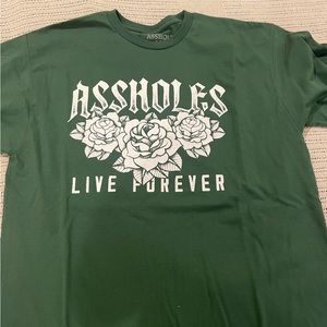 Green Assholes Live forever short with roses